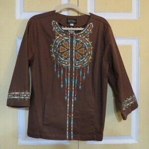Bob Mackie Wearable Art Southwest Style Jacket with Pockets